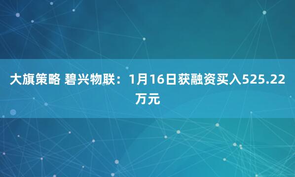 大旗策略 碧兴物联：1月16日获融资买入525.22万元